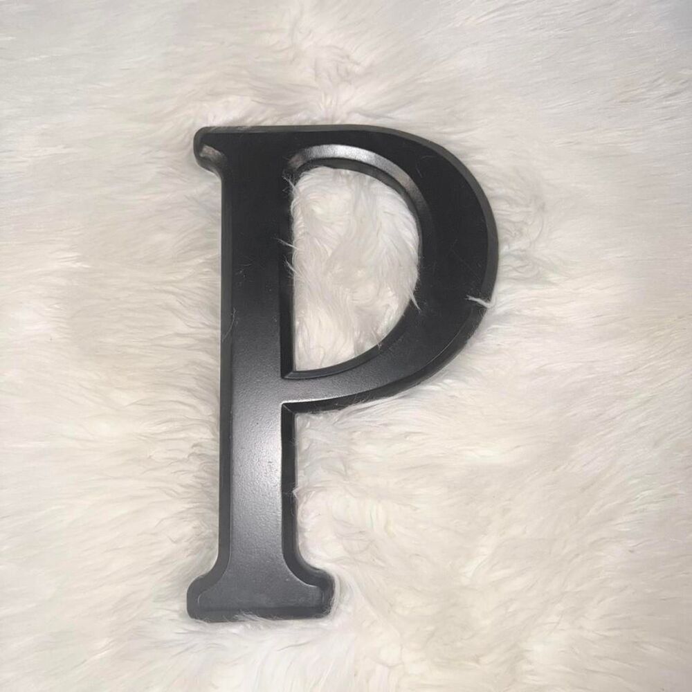Large Black Decorative Wall Letter P Farmhouse Monogram Home Decor 12 Inch